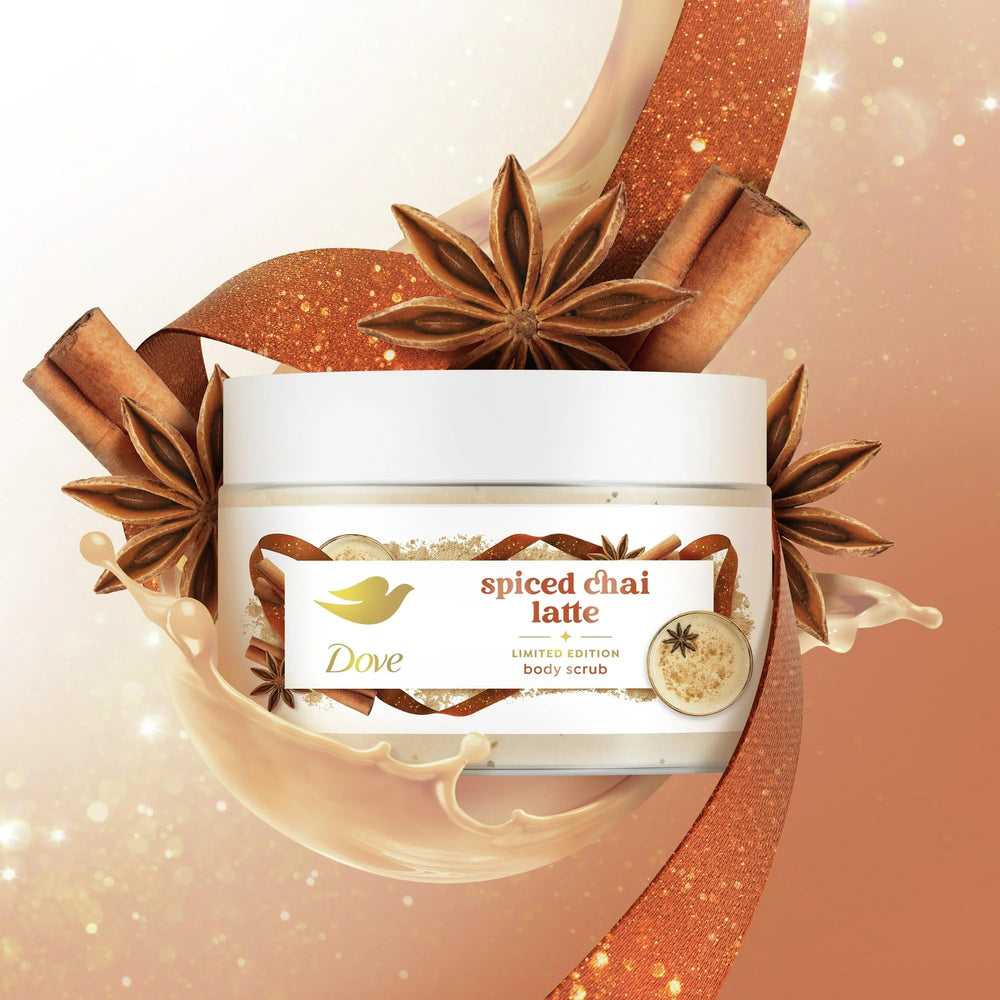 Soft, hydrated skin after using Dove Spiced Chai Latte scrub.