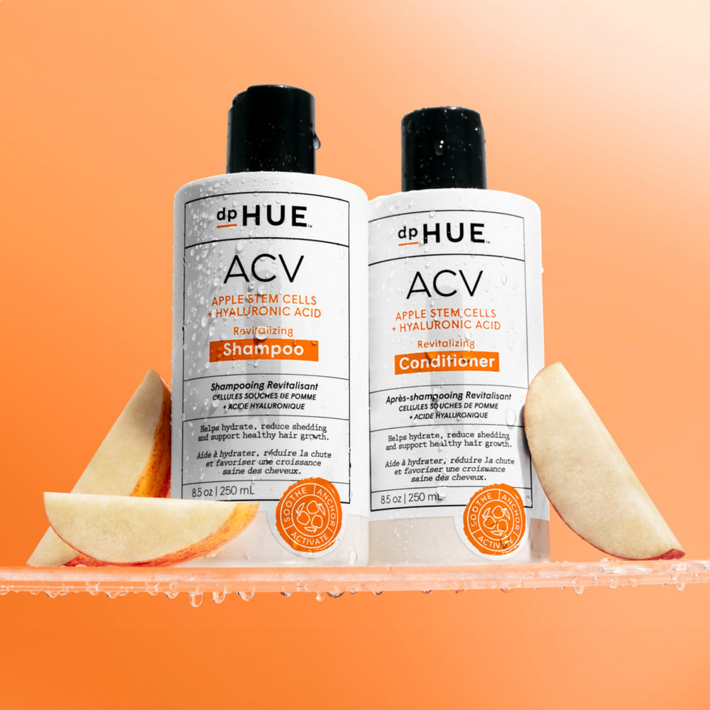 Close-up of apple stem cells ingredient in dpHUE ACV Revitalizing Conditioner