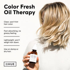 dpHUE Color Fresh Oil Therapy bottle pour illustrating easy application