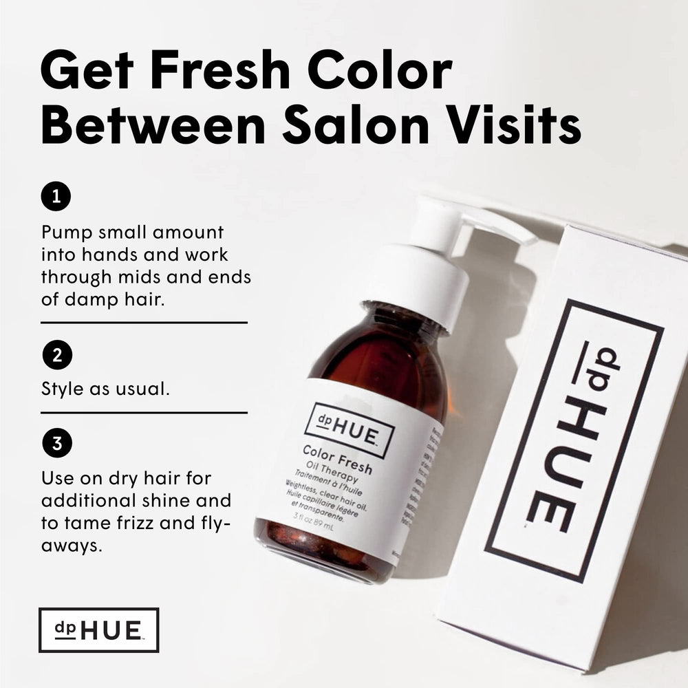 dpHUE Color Fresh Oil Therapy hair gloss close-up showing luminous shine