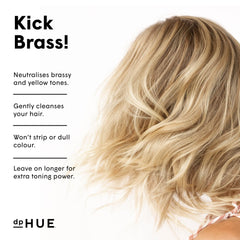 dpHUE Cool Blonde Shampoo bottle pour shows easy application and even lather.