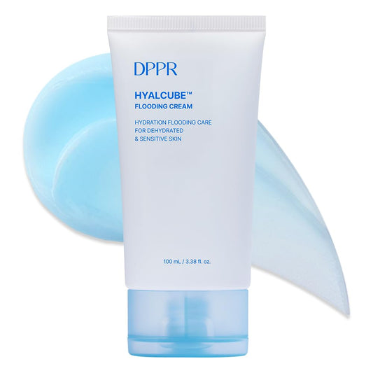 DPPR HyalCube Flooding Cream packaging in premium glass jar for elegant storage.