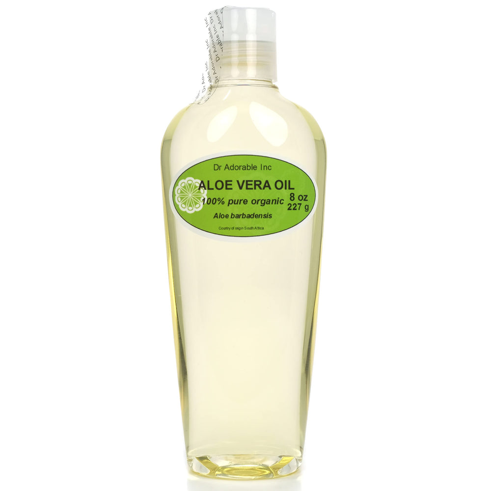 Dr Adorable Aloe Oil 8 oz bottle for skin hydration and hair shine.