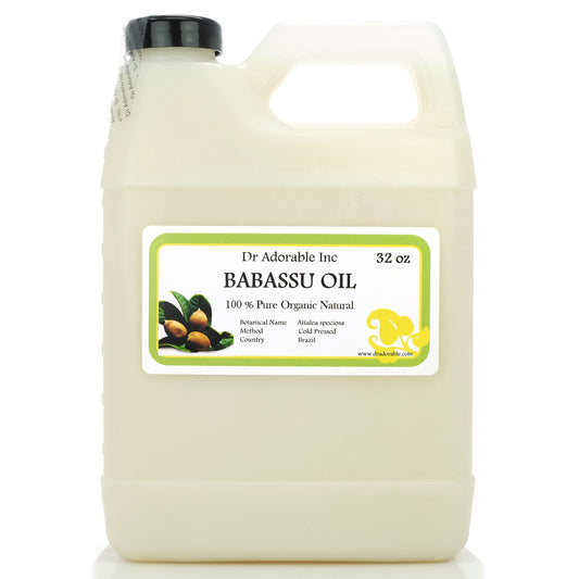 Dr Adorable Babassu Oil bottle shows pure oil for skin and hair care.