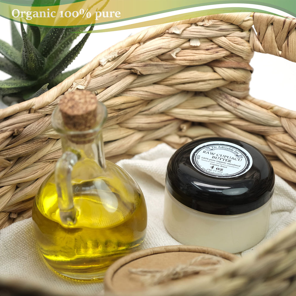 Dr Adorable Cupuacu Butter texture closeup highlights rich, creamy consistency for deep hydration.