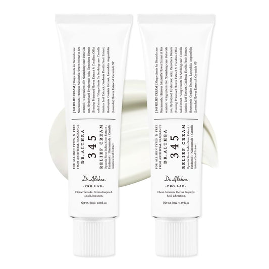 Dr.Althea 345 Relief Cream jar close-up with creamy texture for blemish care.