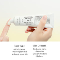 Dr.Althea 345 Relief Cream vegan seal visible on packaging.