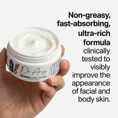 Closeup of Dr. Arsy eczema cream texture showing rich, fast-absorbing hydration
