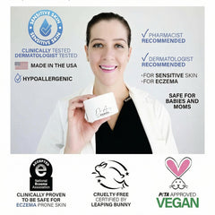 Fragrance-free swatch demonstrates gentle use for sensitive skin