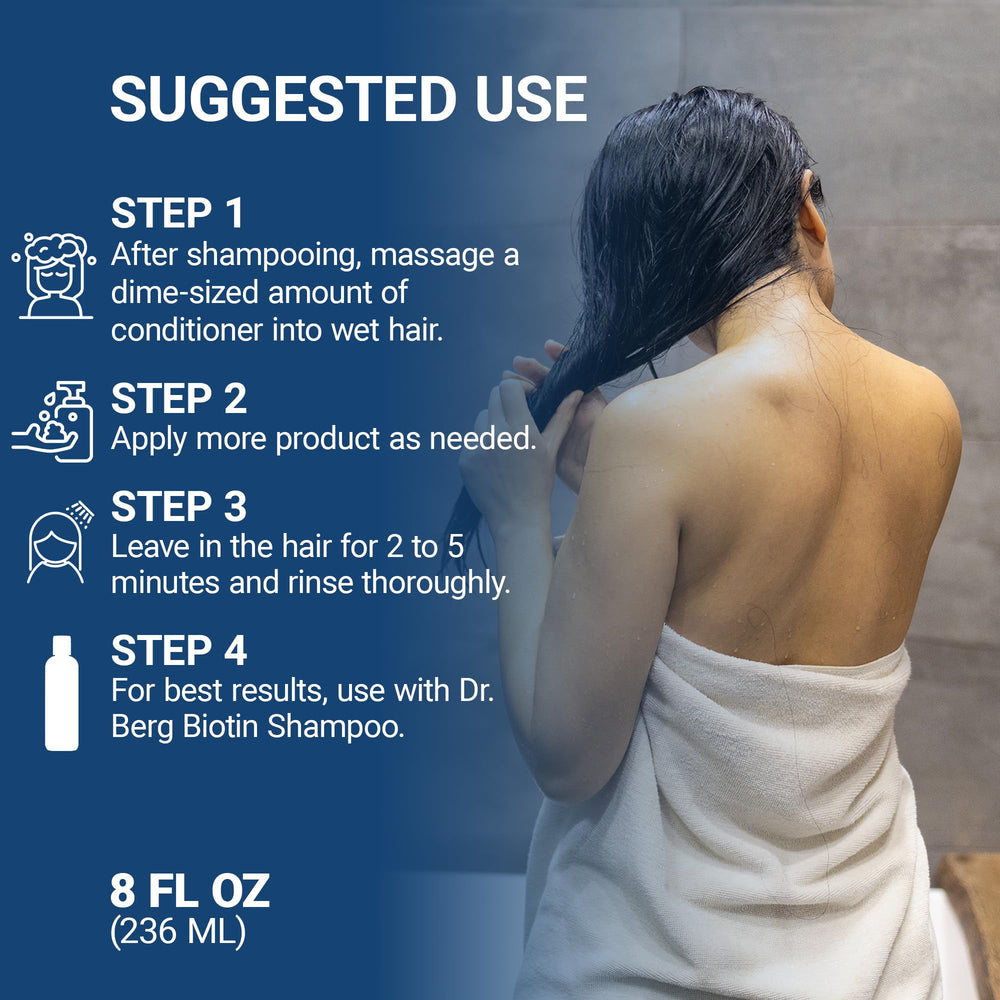Dr. Berg Biotin Conditioner in shower setup suitable for daily use
