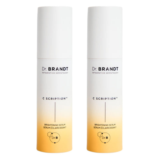 Dr. Brandt Bright This Way C Scription serum bottle glows with promise of even skin tone.