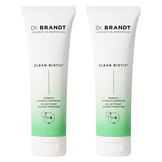 Dr. Brandt Clean Biotic dual-pack front view for daily cleansing and convenience