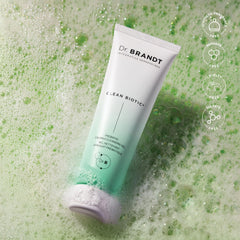 Dr Brandt Clean Biotic cleanser during routine to support the skin barrier