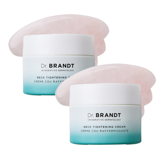 Dr Brandt Needles No More neck tightening cream jar close-up for firming.