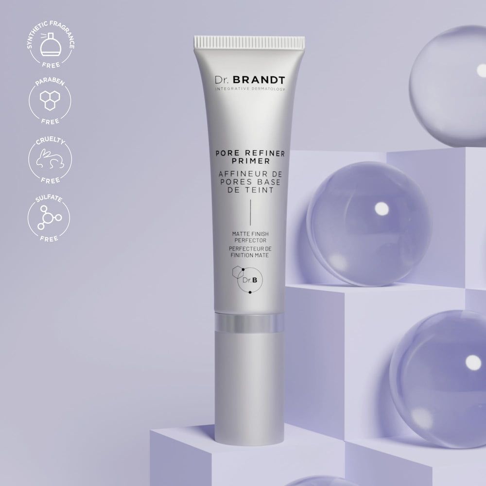 Dr. Brandt Pores No More Primer travel-friendly pack supports on-the-go touch-ups.