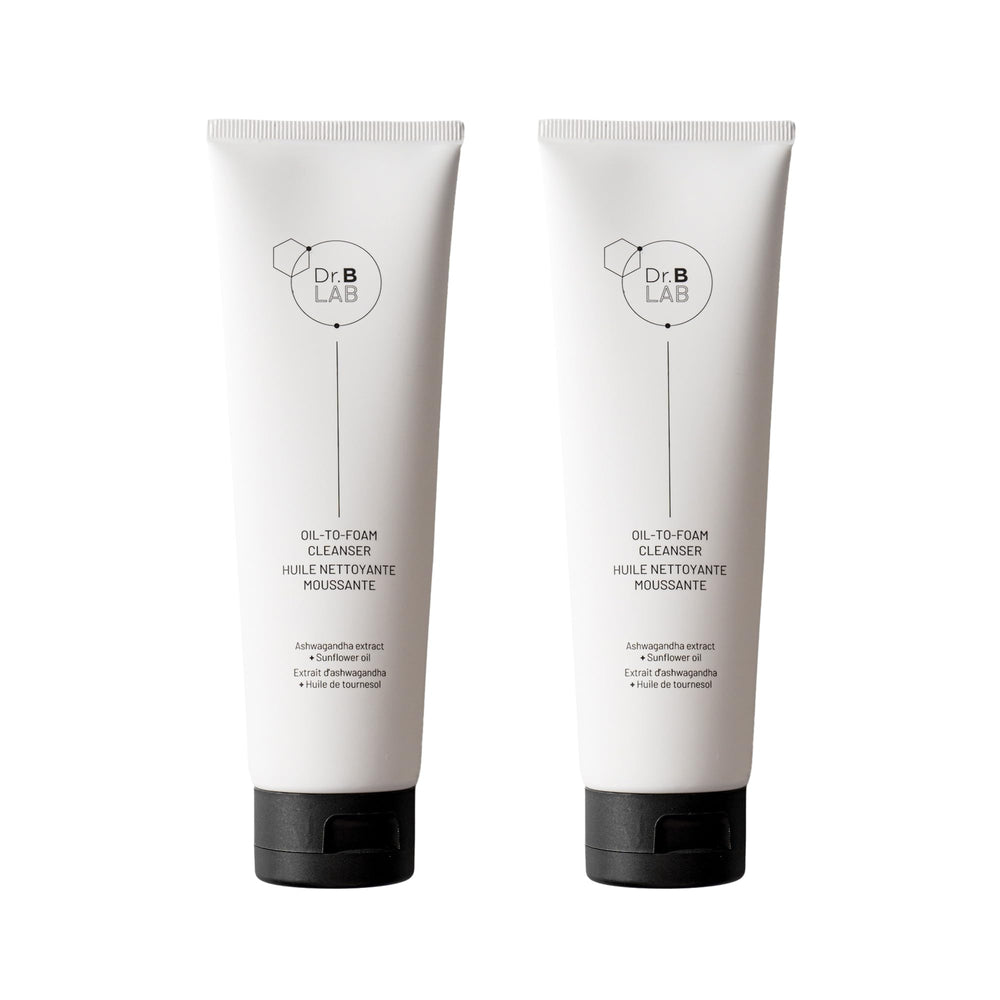 Dr. Brandt Dr. B Lab Oil-To-Foam Cleanser bottle close-up showing hydrating cleansing action