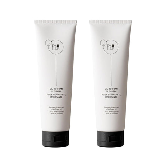 Dr. Brandt Dr. B Lab Oil-To-Foam Cleanser bottle close-up showing hydrating cleansing action
