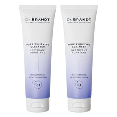 Dr. Brandt Skincare Pores No More bottle front showing non-drying pore-purifying cleanser.