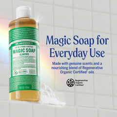 Close-up of thick lather from Dr. Bronner's Almond Castile Soap.