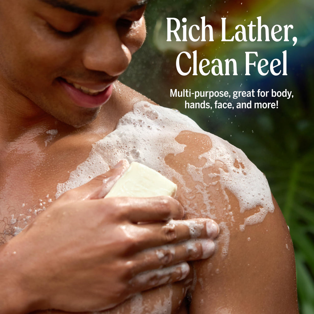 Close-up of rich lather from Dr. Bronner's castile bar