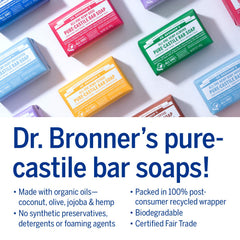 Versatile use on face, body, and hair with Dr. Bronner's bar soap.