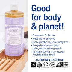 Pouring Dr. Bronner's bottle, illustrating easy dilution for multipurpose cleaning