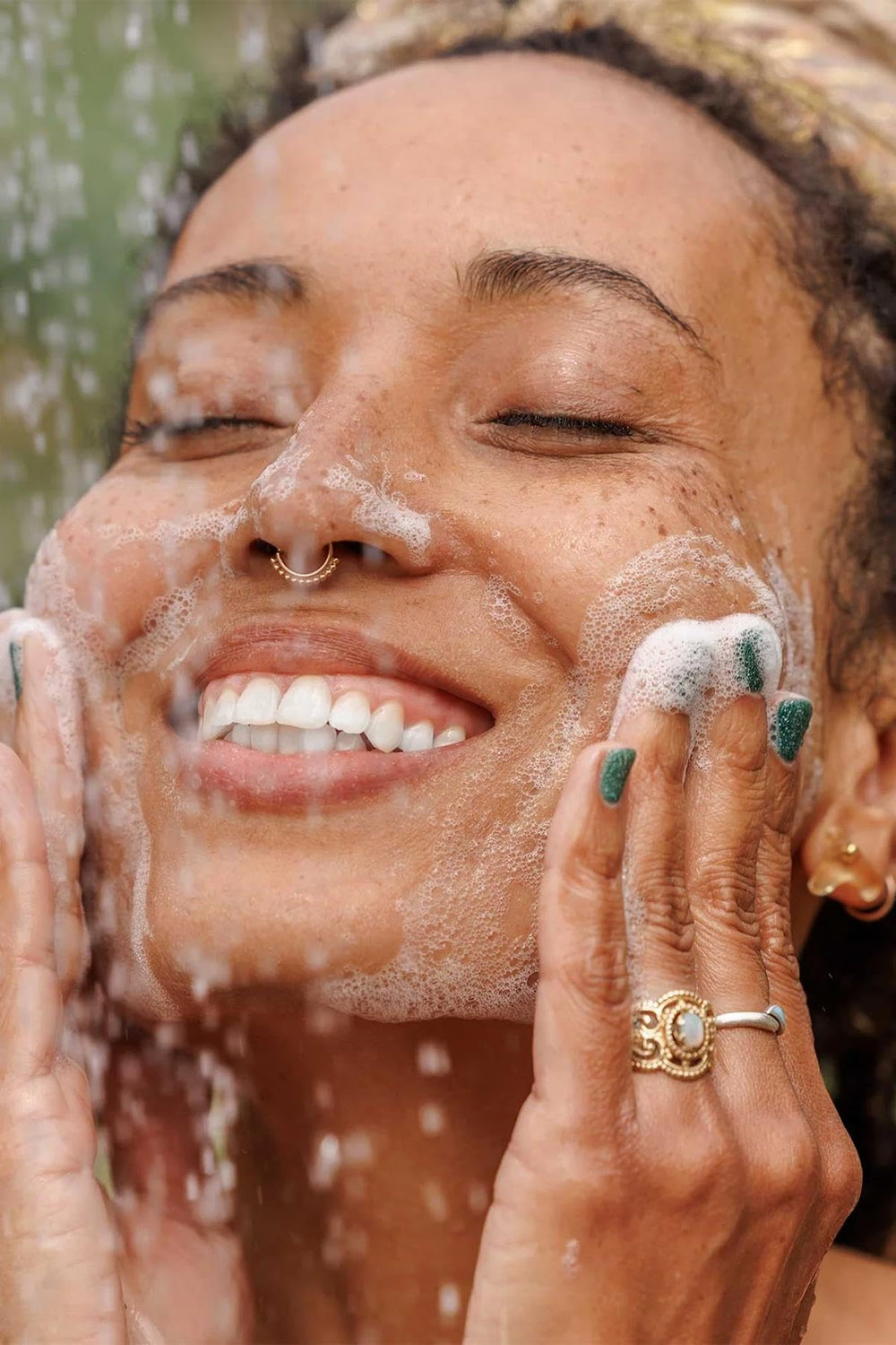 Dr. Bronner's Castile Tea Tree bottle top view, easy to use for hand washing and cleaning.