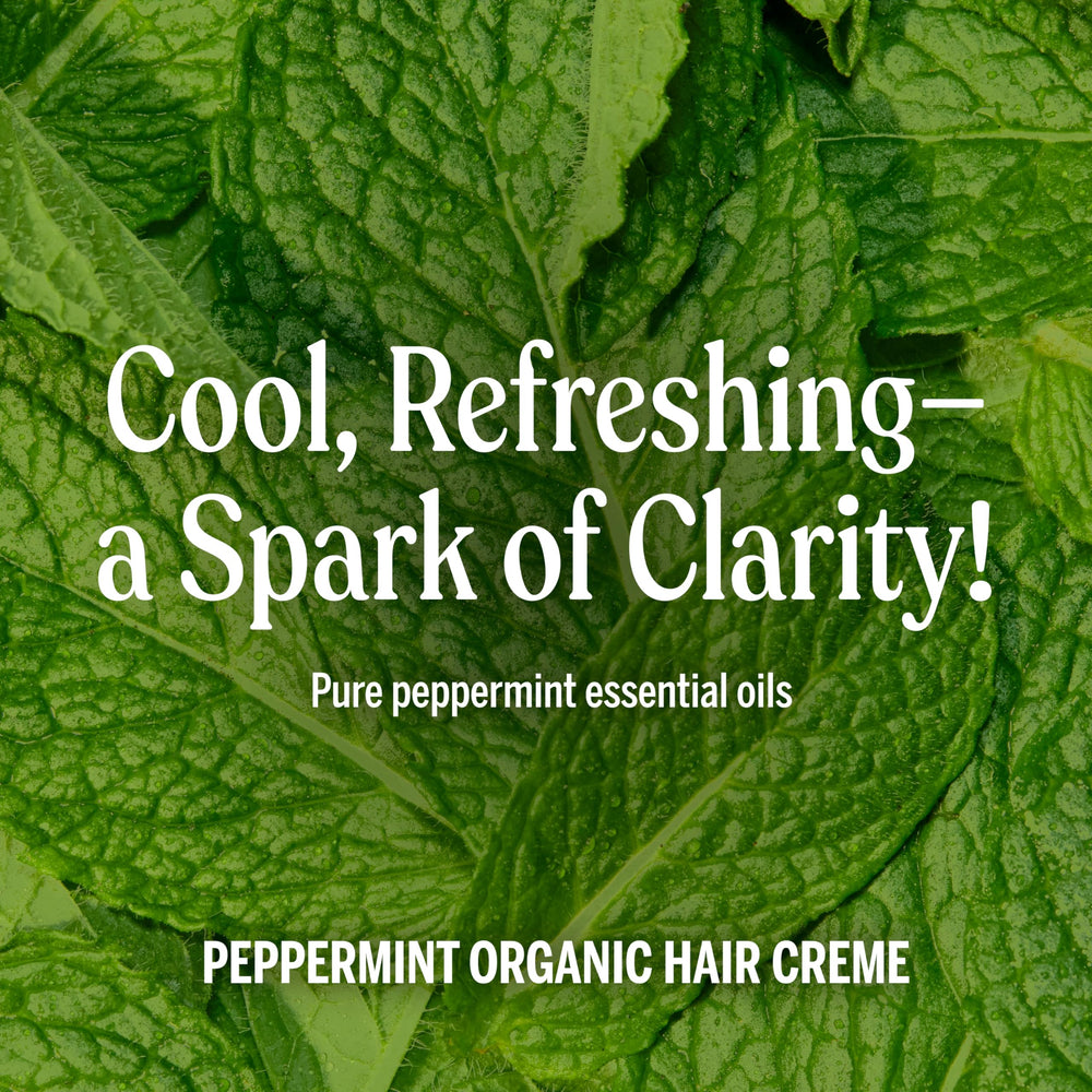 Dr. Bronner's Organic Hair Crème Peppermint frizz control yields sleek shine.