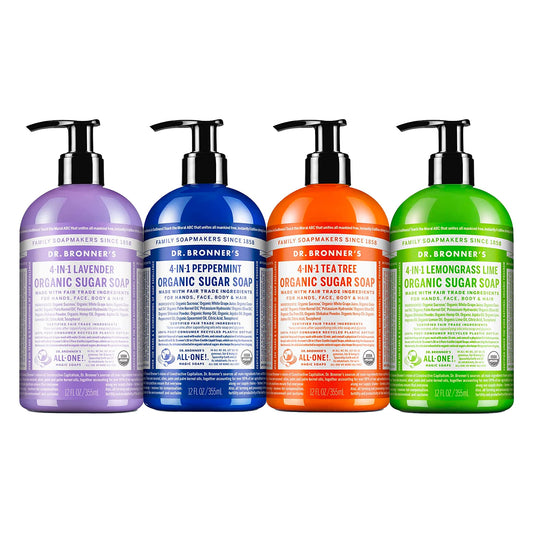 Dr. Bronner's Lavender Sugar Soap bottle for gentle daily cleansing.