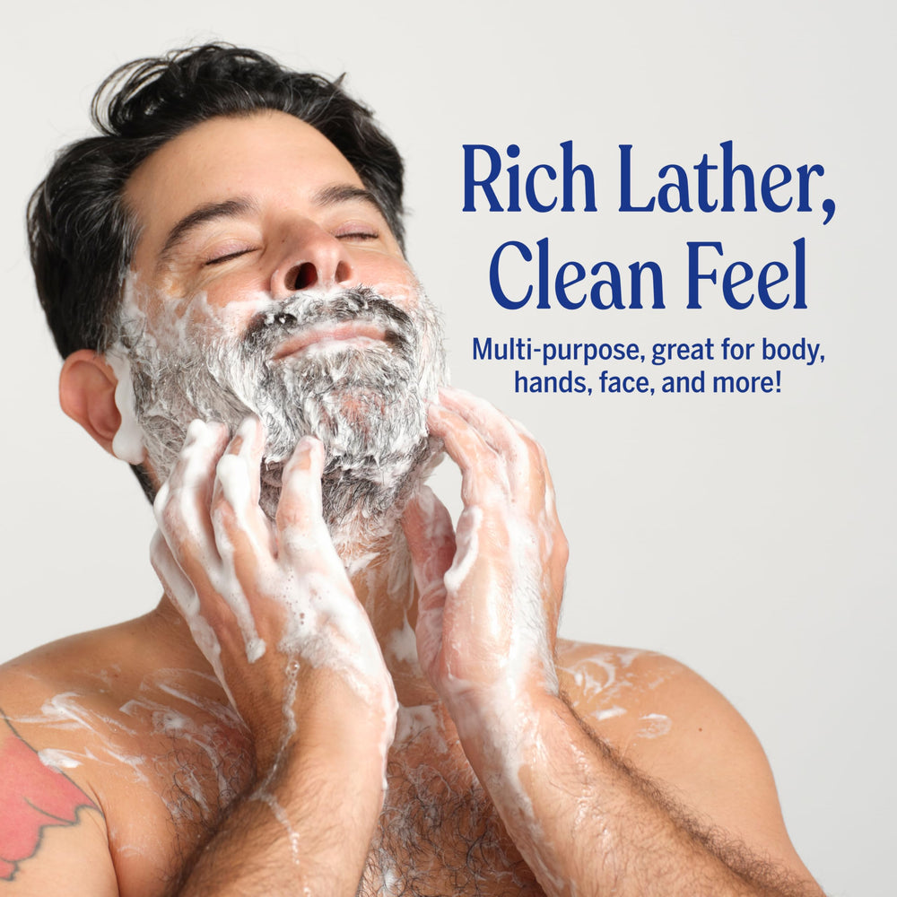 Close-up of rich lather from Dr. Bronner's Pure-Castile for quick cleaning