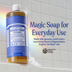 Close-up of rich peppermint lather from Dr. Bronner's soap.