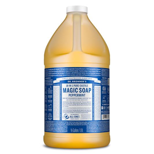 Dr. Bronner's Pure-Castile Peppermint 64 oz bottle with rich cleansing action