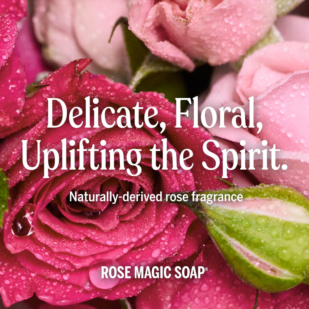 Dr. Bronner's Rose castile in shower for body and hair care.