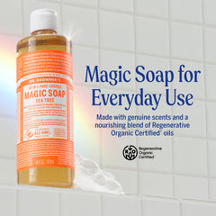 Rich lather from Dr. Bronner's Tea Tree Pure-Castile soap on skin.