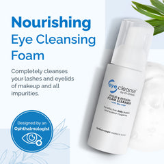 Close-up of eyelash cleanser foam removing makeup without extending adhesives