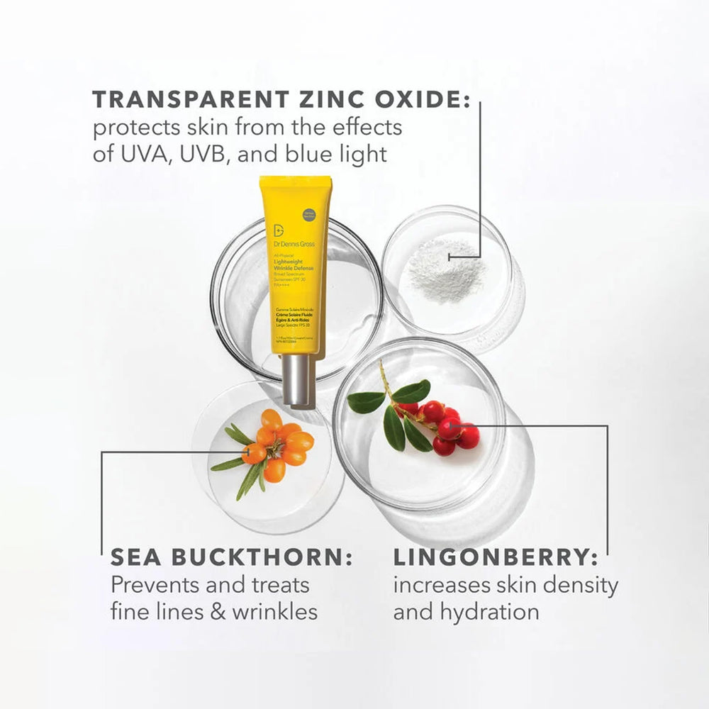 Dr Dennis Gross All-Physical sunscreen finish on skin is lightweight and non-greasy.