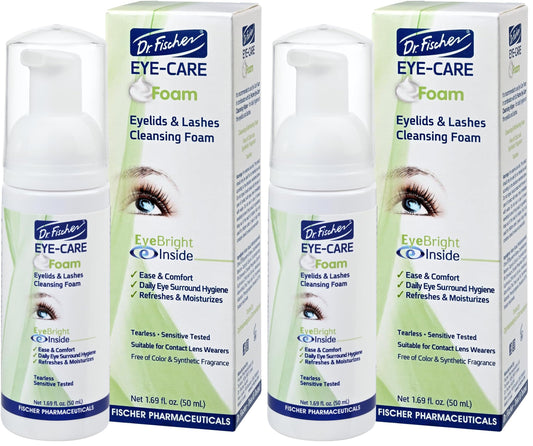 Dr. Fischer Tea Tree Eyelid Cleanser bottle with gentle foam for daily cleansing.