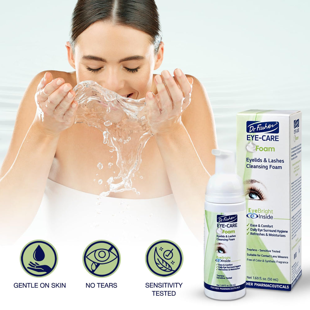 Dr. Fischer Eyelid Cleanser applies gently to eyelids in action.