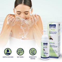 Dr. Fischer Tea Tree Eyelid Cleanser ingredients highlighting tea tree oil and eyebright.