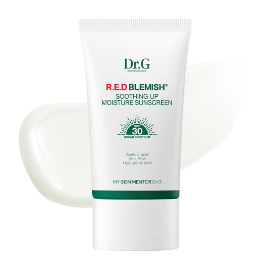 Dr.G R.E.D. Blemish Soothing Up Moisture Sunscreen bottle for daily sun protection