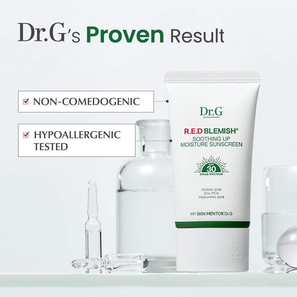 No white cast demonstration of Dr.G R.E.D. sunscreen on skin