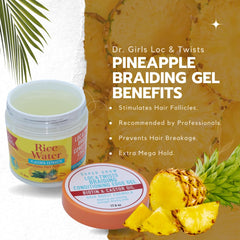 Dr. Girls Braiding Edge Gel pineapple scent provides refreshing fragrance during styling.