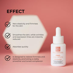 Dr. Grandel Pro Collagen concentrate texture shows lightweight feel and quick absorption for makeup-ready skin.