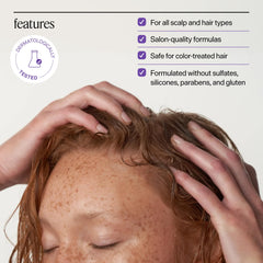 Dr. Groot shampoo lather at roots illustrating visible lift and fuller look