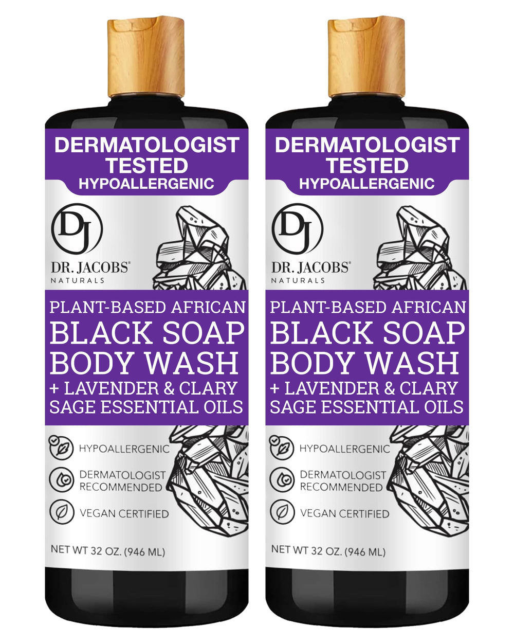 DR.JACOBS NATURALS African Black Soap lavender-sage jar for soothing cleanse.