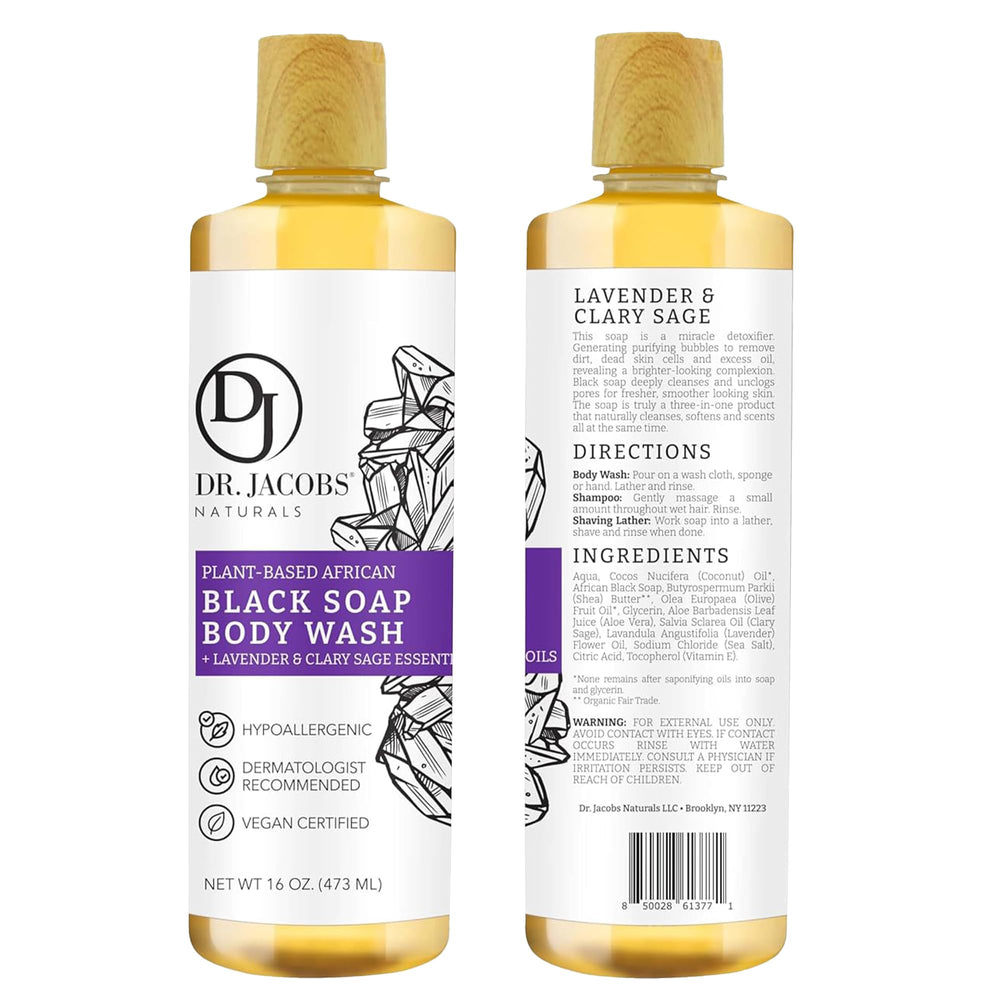 DR.JACOBS NATURALS lavender-sage-lather provides rich foam for versatile cleansing.