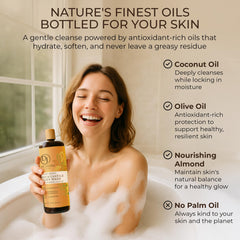 Creamy lather forms on skin from DR.JACOBS NATURALS almond castile soap.