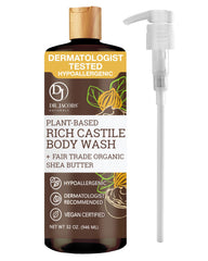 DR. JACOBS NATURALS Castile Shea Butter Body Wash bottle with pump for gentle cleansing.