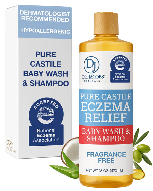 DR.JACOBS NATURALS Pure Castile Baby Wash bottle shows gentle cleansing for sensitive skin