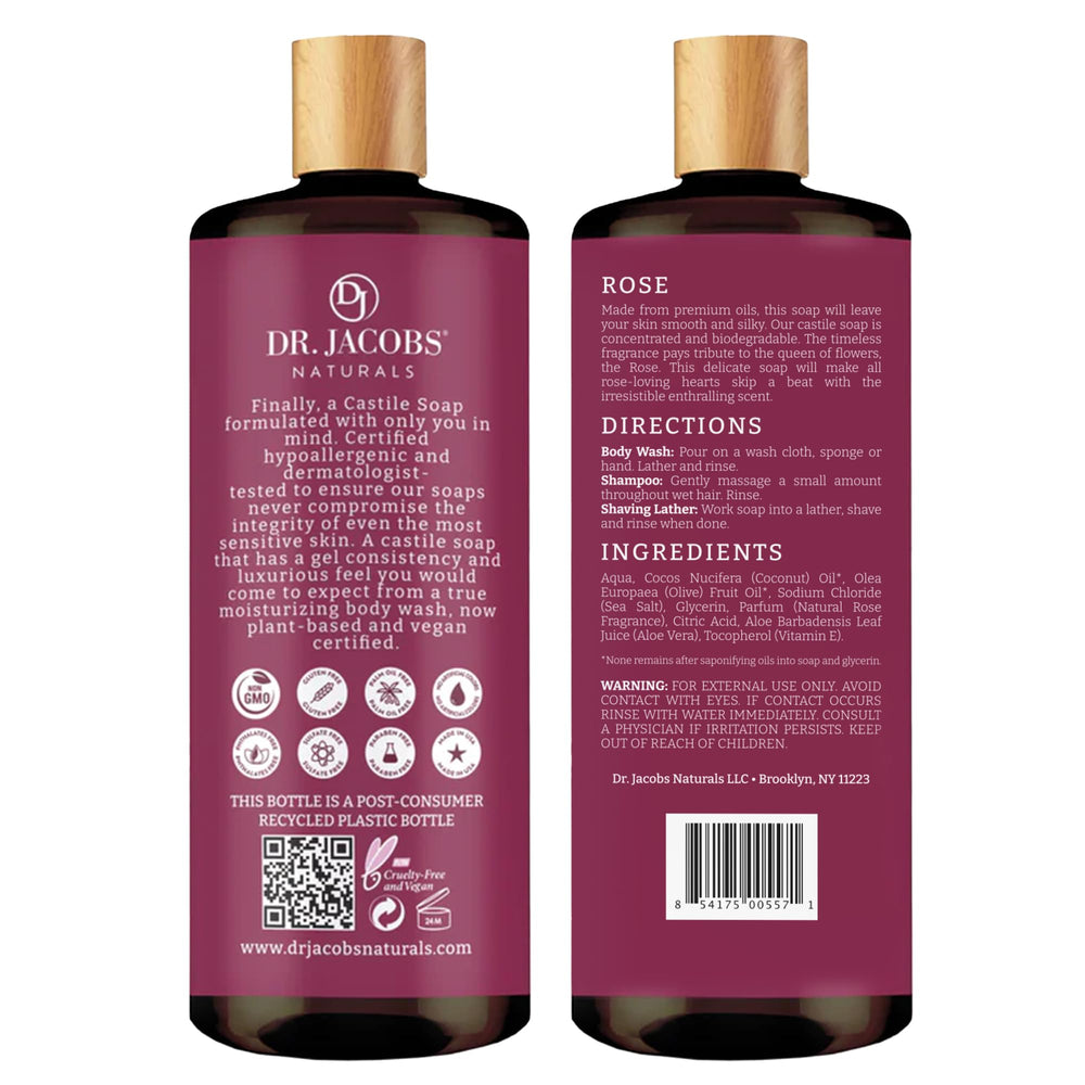 Dr. Jacobs Naturals Rose Castile Soap lather for a refreshing cleanse.
